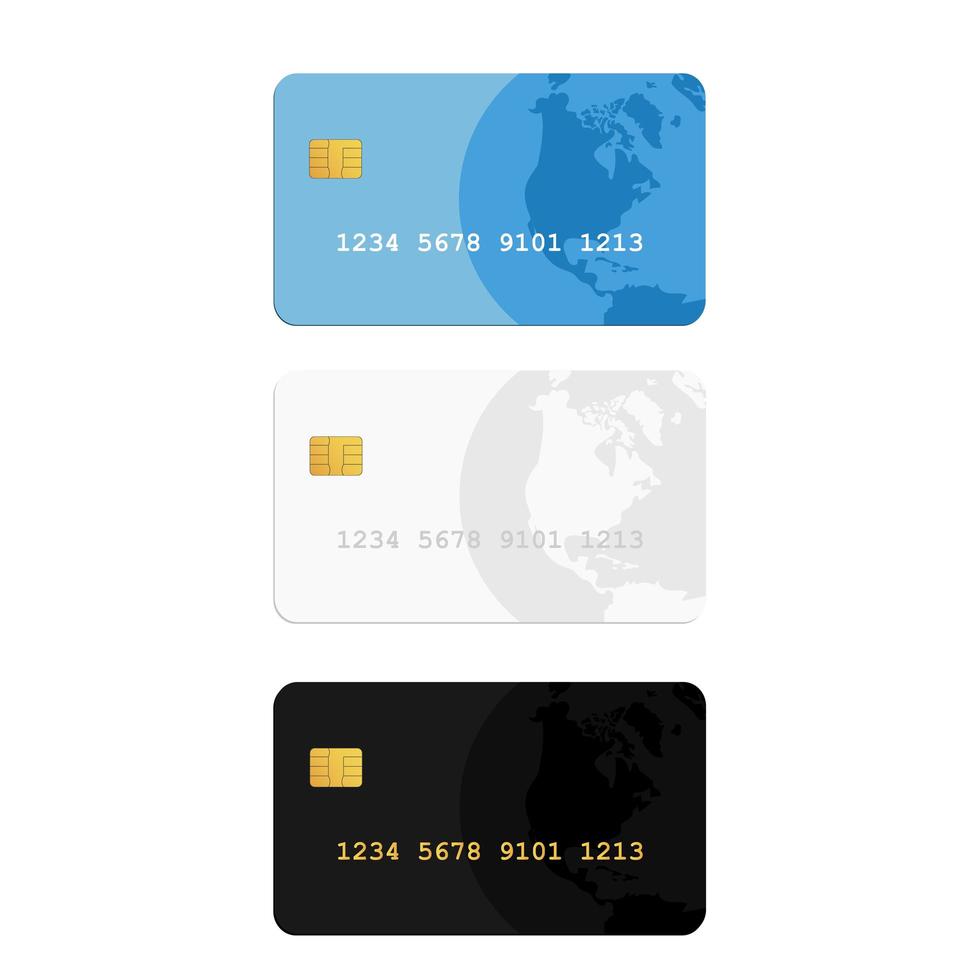 cartões de crédito em azul, branco e preto vetor