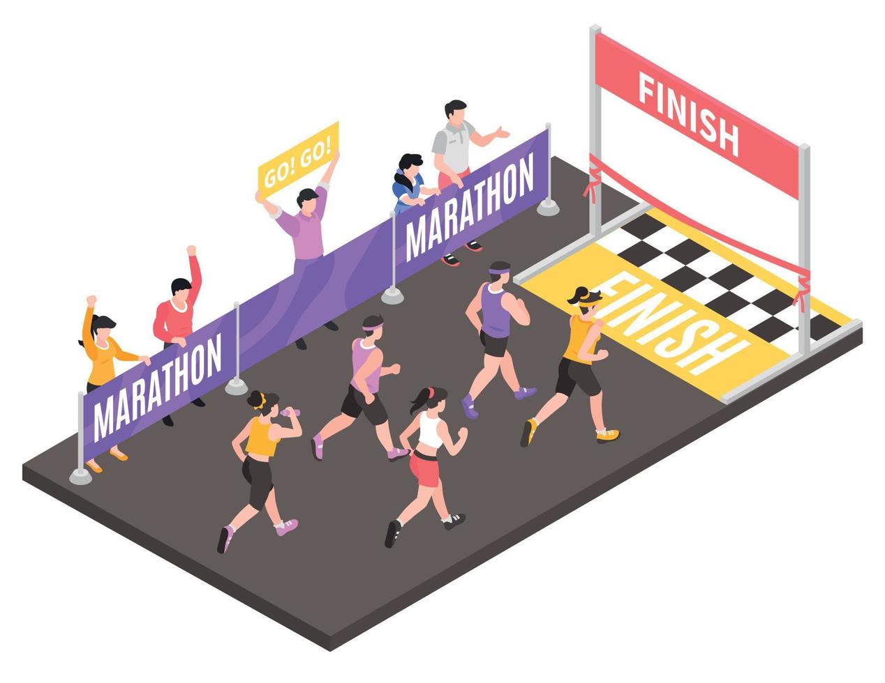 conceito de maratona de corrida isométrica vetor