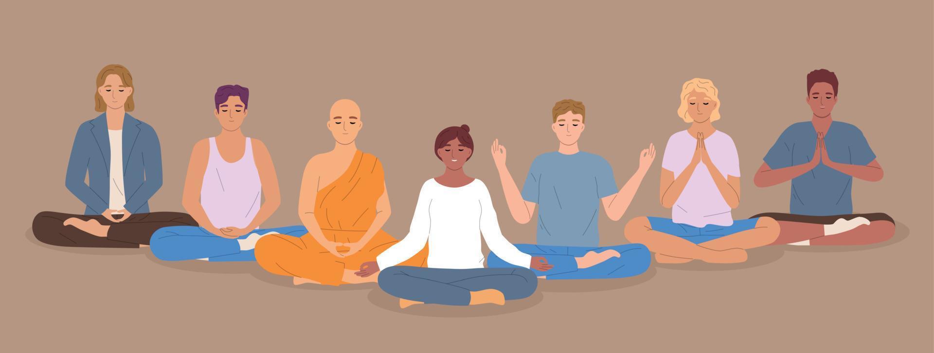 composição plana de meditação vetor