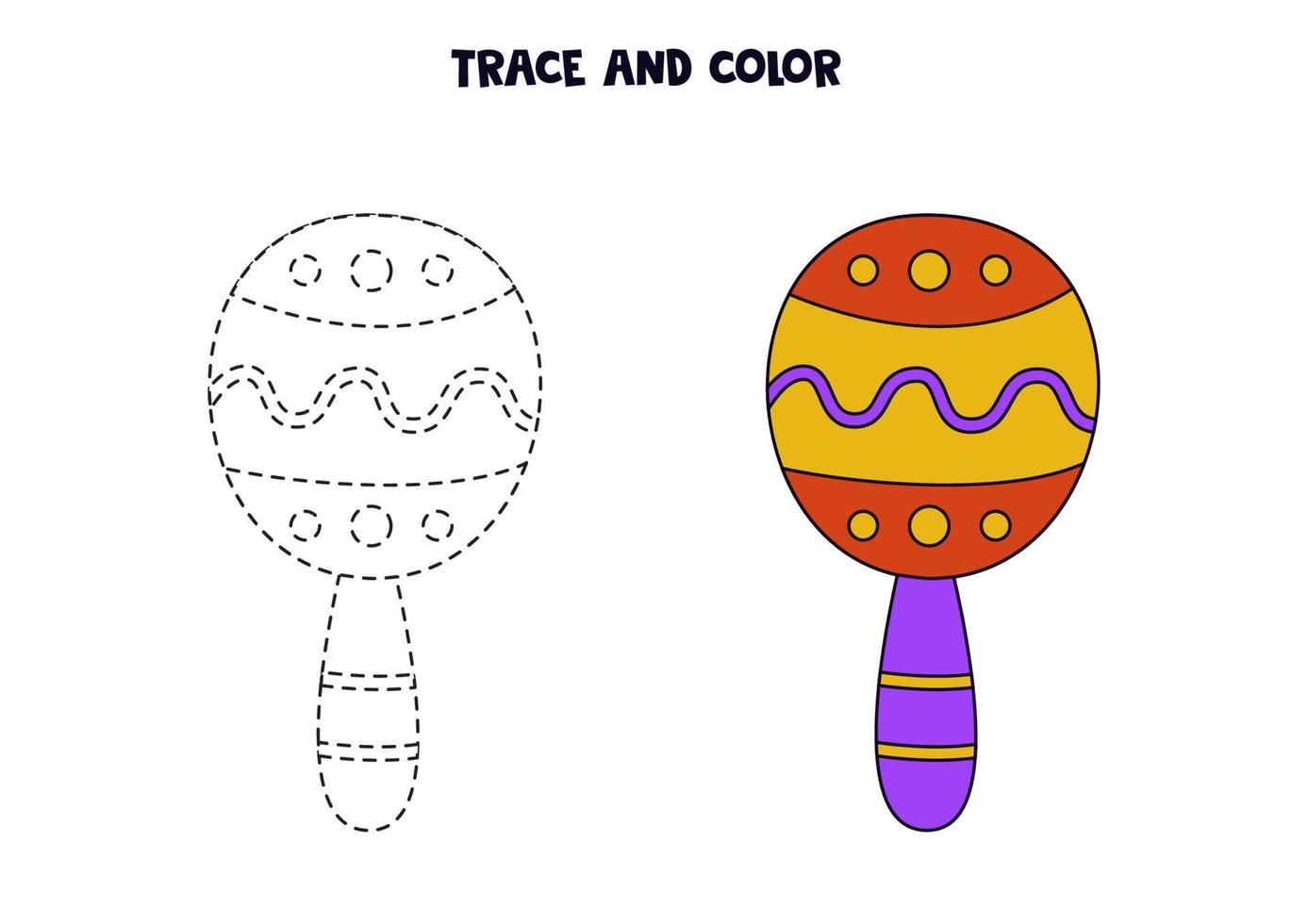 traçar e colorir maracas mexicanos desenhados à mão bonitos. planilha para crianças. vetor