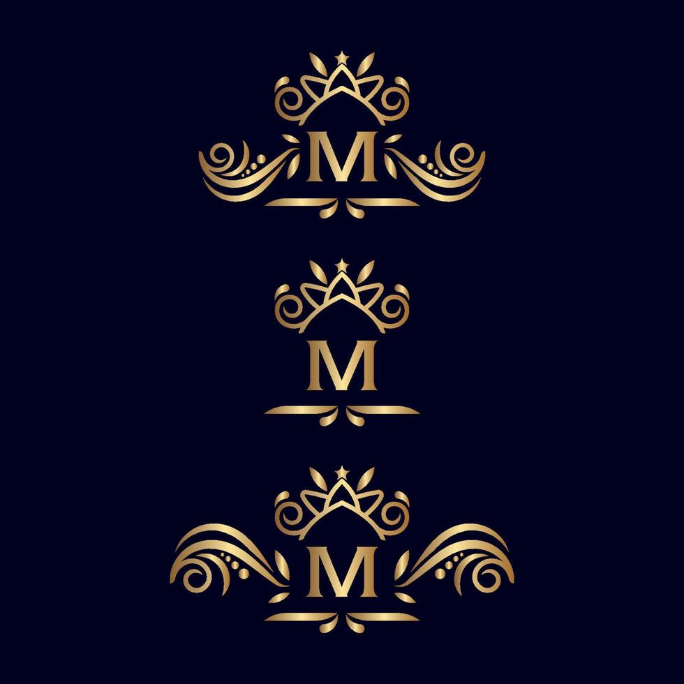 letra de logotipo ornamentado de luxo real m vetor