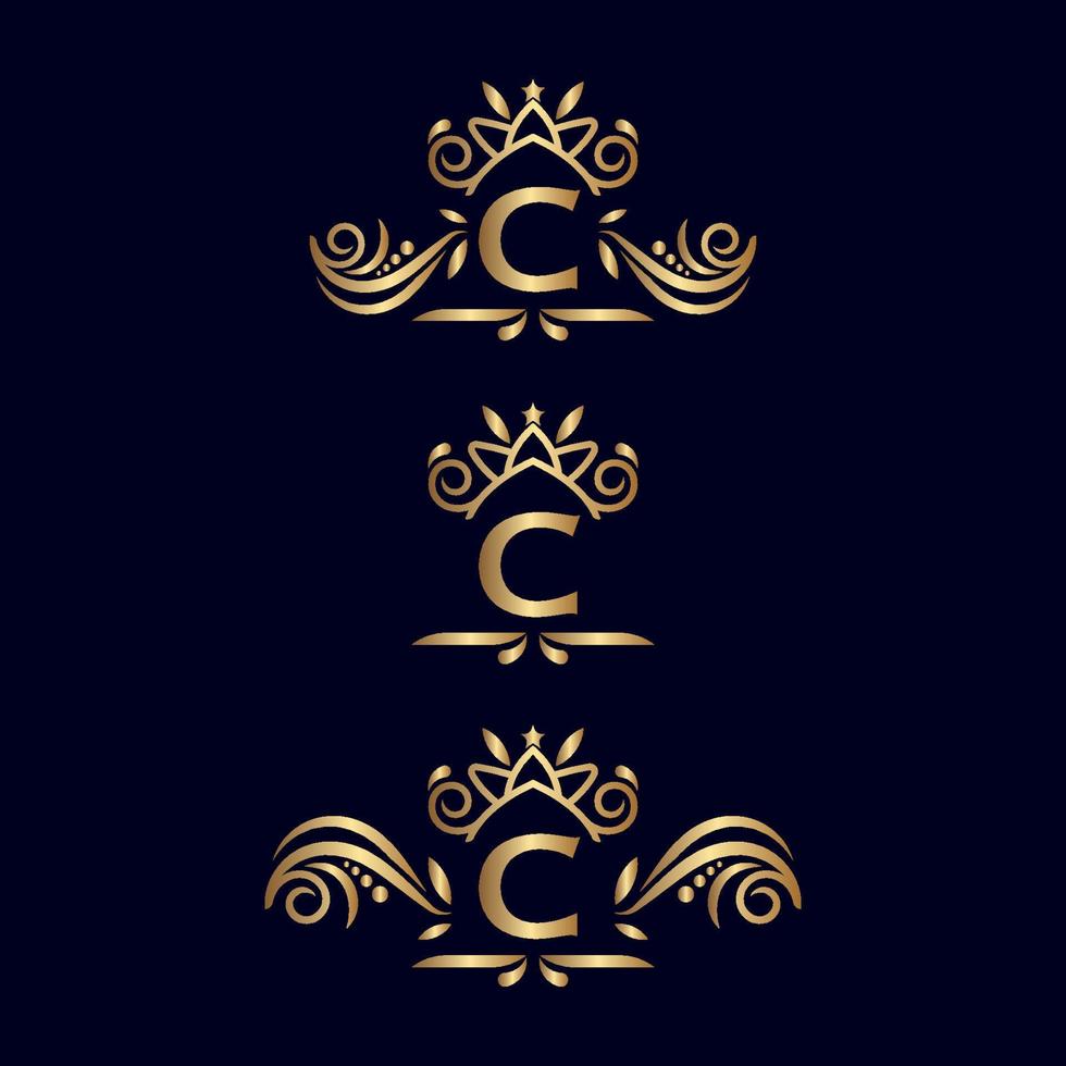 letra de logotipo ornamentado de luxo real c vetor