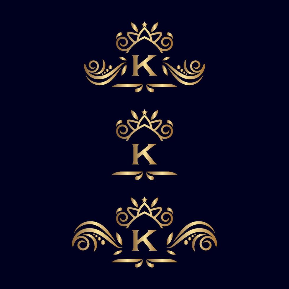 letra k do logotipo ornamentado de luxo real vetor