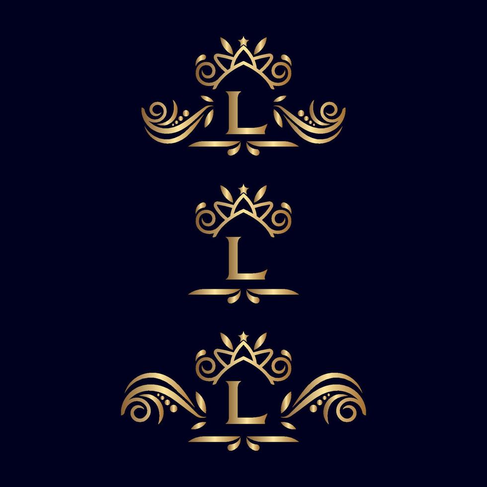 letra de logotipo ornamentado de luxo real l vetor