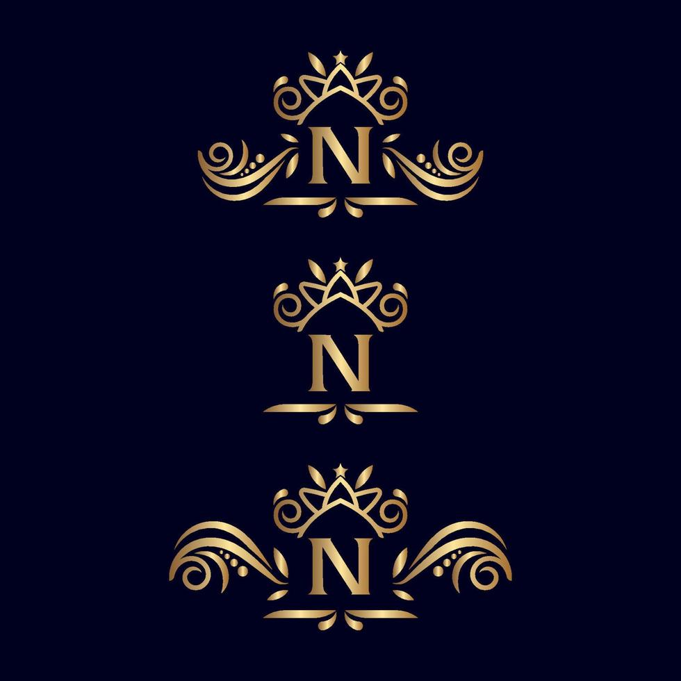 letra de logotipo ornamentado de luxo real n vetor