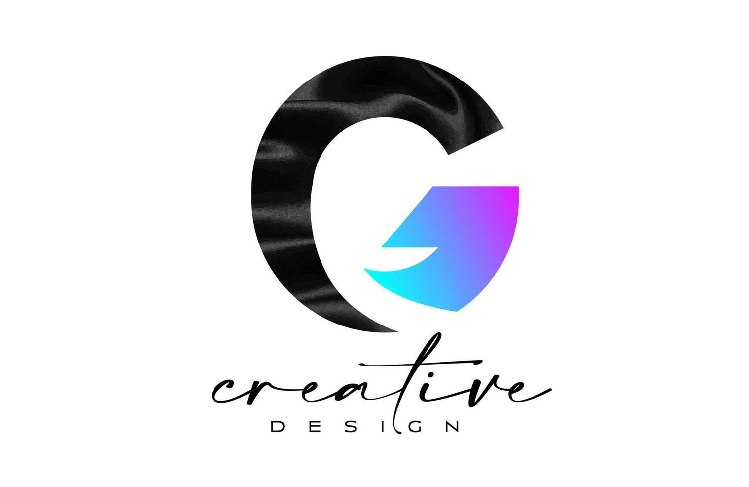 design de logotipo de letra g de seda preta com textura de material têxtil e vetor de design criativo