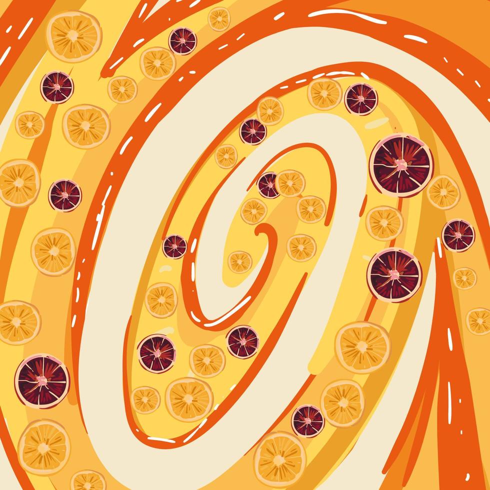 fundo de laranjas. design de banner de estilo dinâmico do conceito de frutas. ilustração criativa para pôster, web, pouso, página, capa, anúncio, saudação, cartão, promoção. vetor