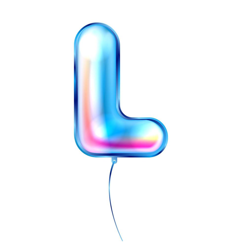 balão metálico azul, símbolo do alfabeto inflado l vetor