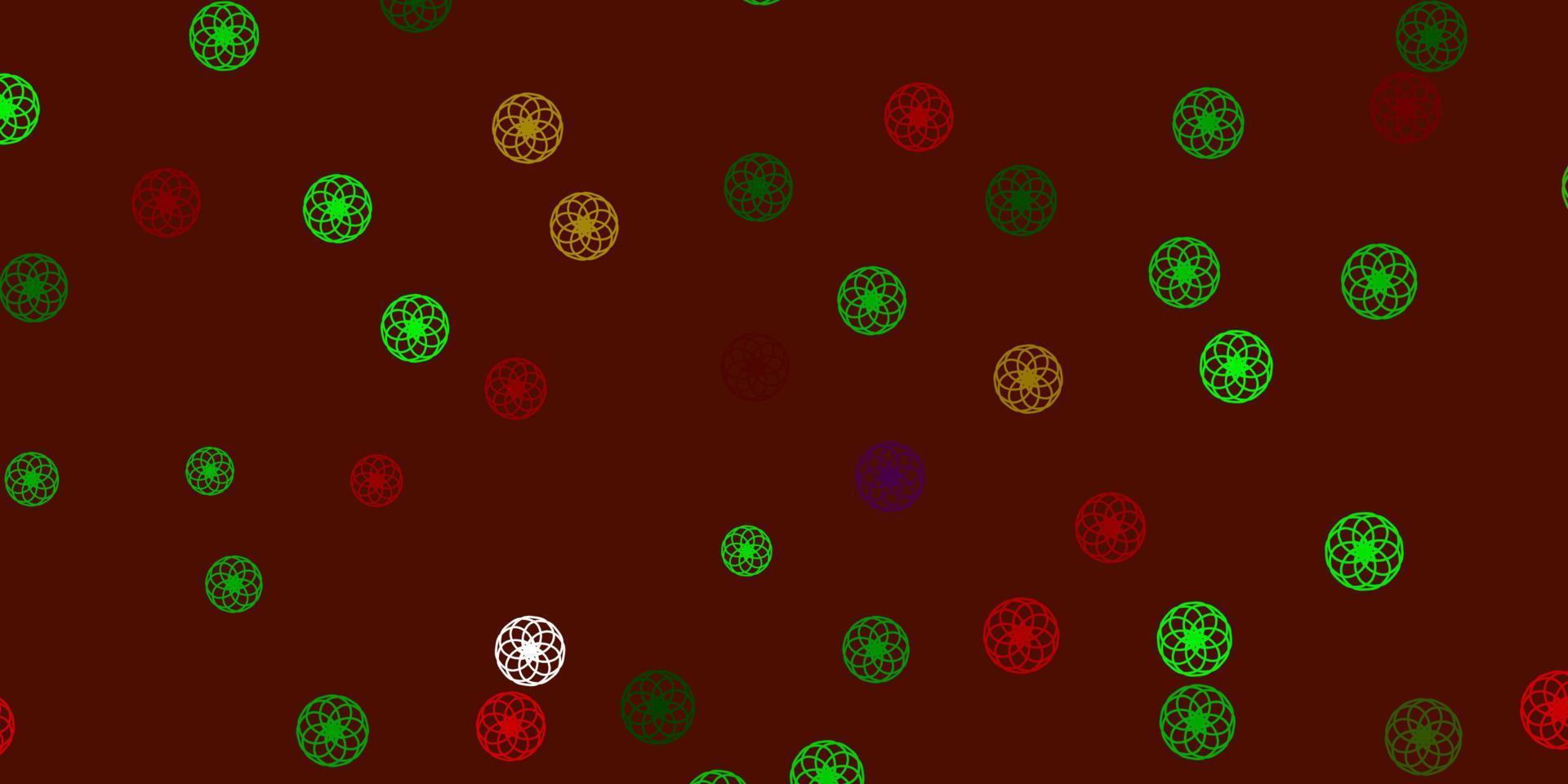 fundo vector verde e vermelho claro com bolhas.
