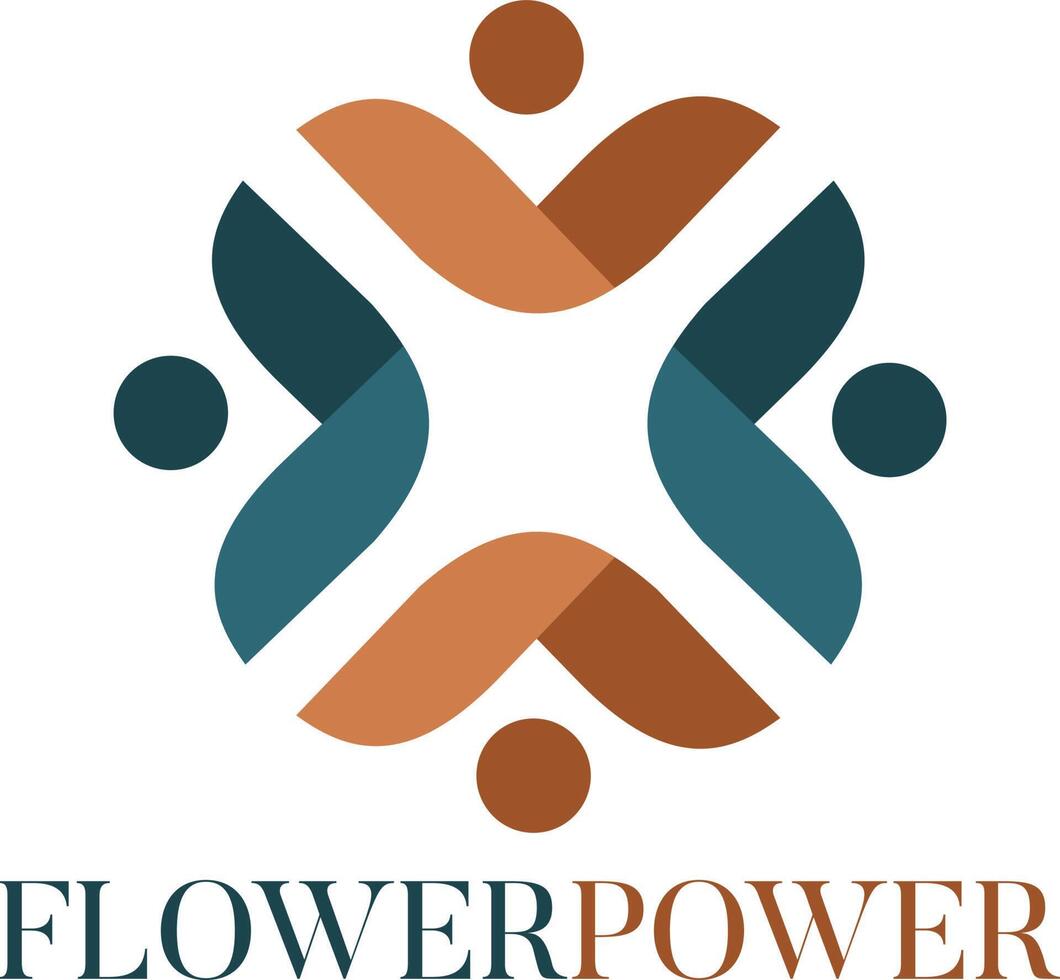 design de logotipo de vetor de pessoas em forma de flor estrela.