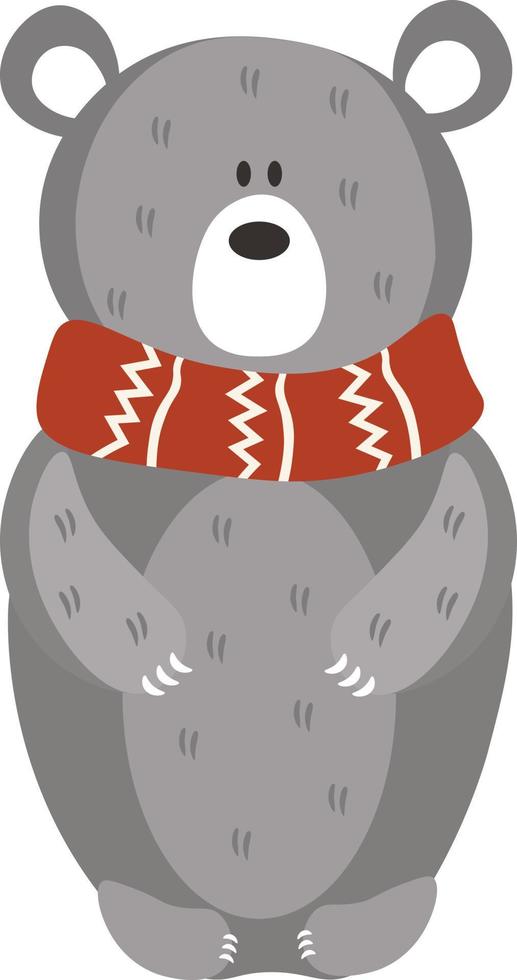 fofo ursinho de pelúcia em uma ilustração vetorial de cachecol em fundo branco vetor