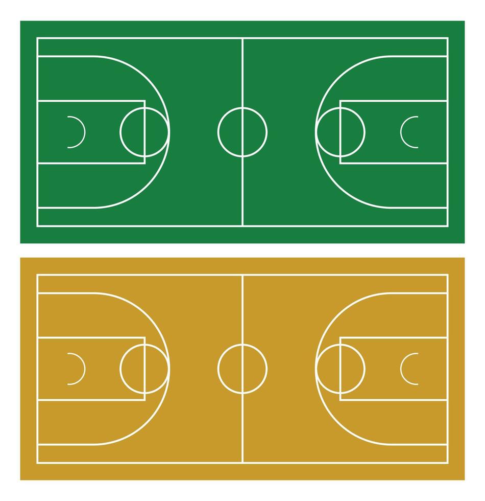 quadra de basquete com 2 cores verde e amarelo vetor