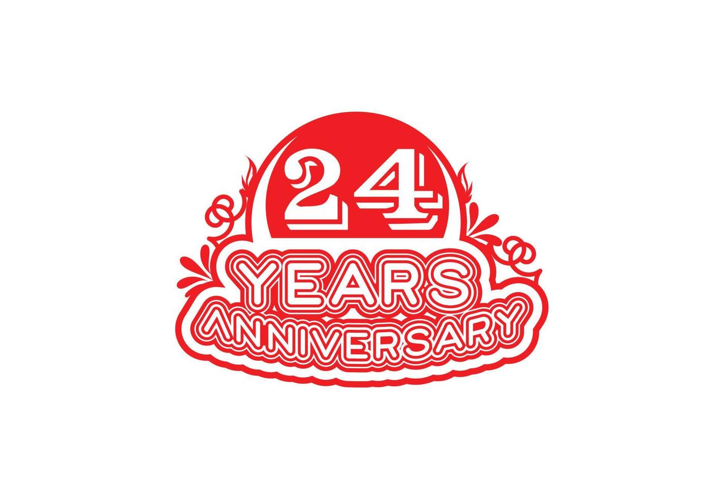 logotipo de aniversário de 24 anos e design de adesivo vetor