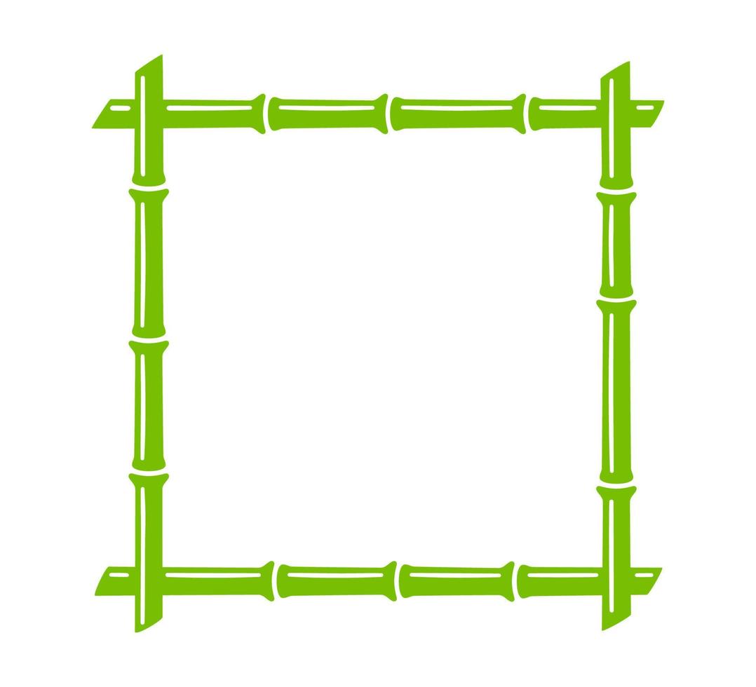 moldura quadrada de tronco de bambu verde. caixa de texto natural. fronteira de ramo de bambu. modelo de quadro em branco. ilustração vetorial isolada no fundo branco vetor