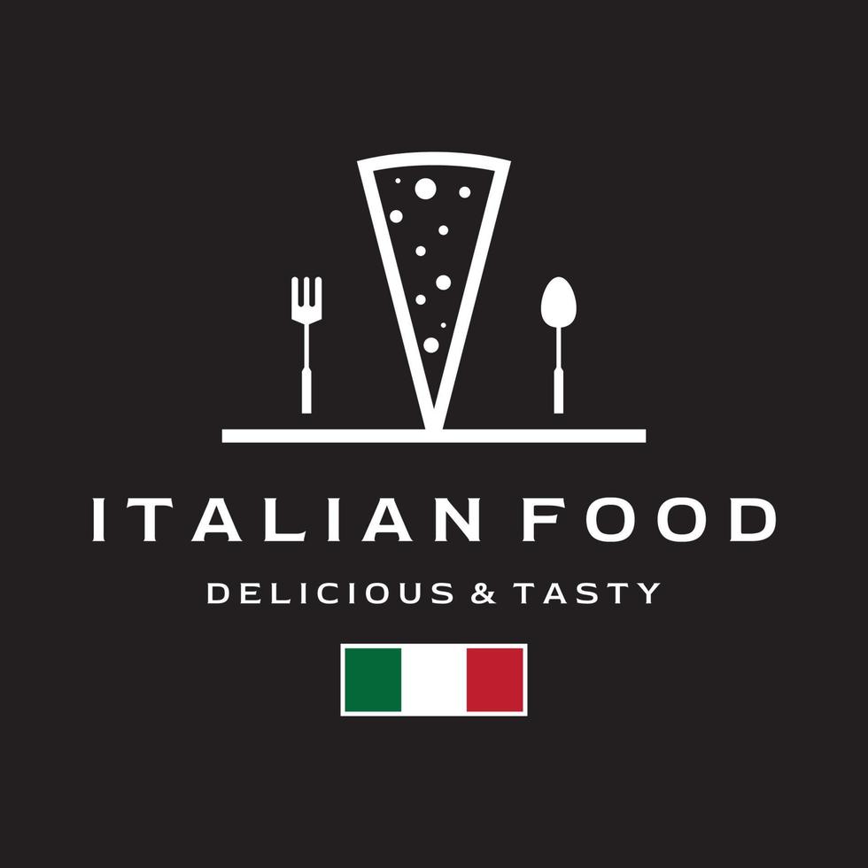 design criativo de logotipo de comida italiana deliciosa e deliciosa. com sign.logos de utensílio de comida vintage para restaurantes, cafés, clubes e crachás. vetor