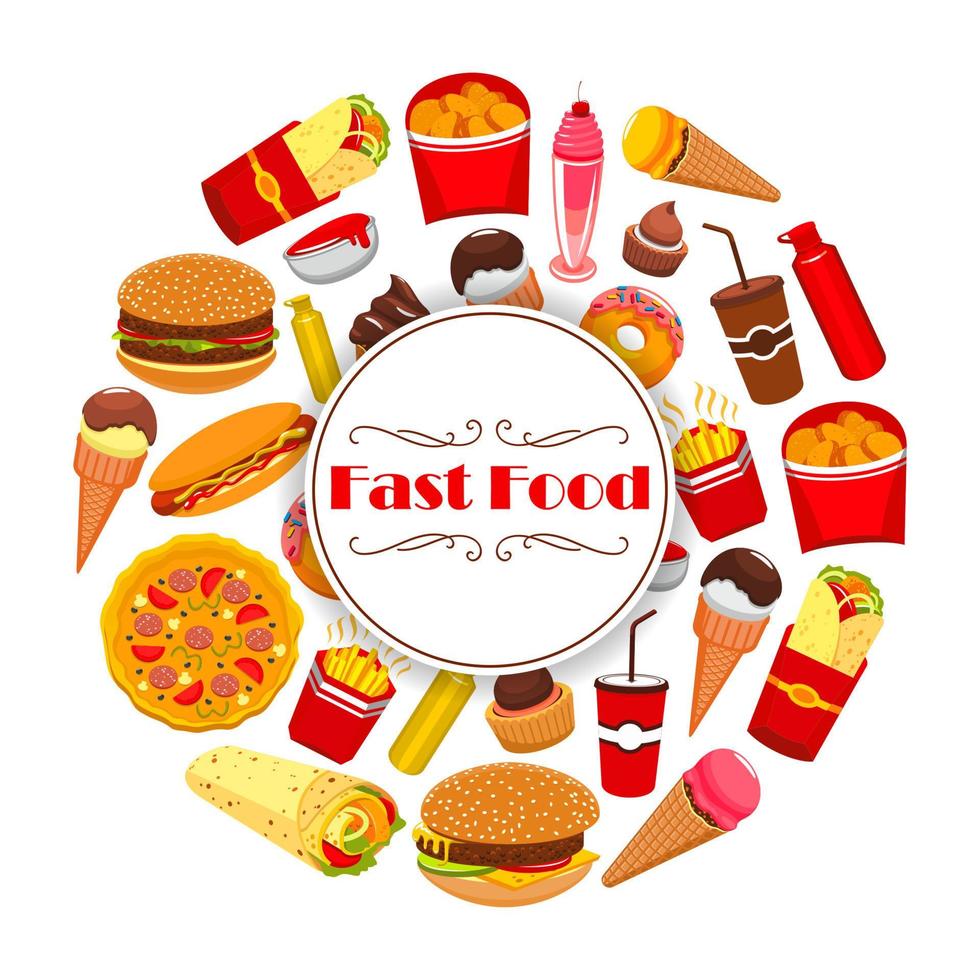 cartaz ou menu de vetor de refeição de fast food