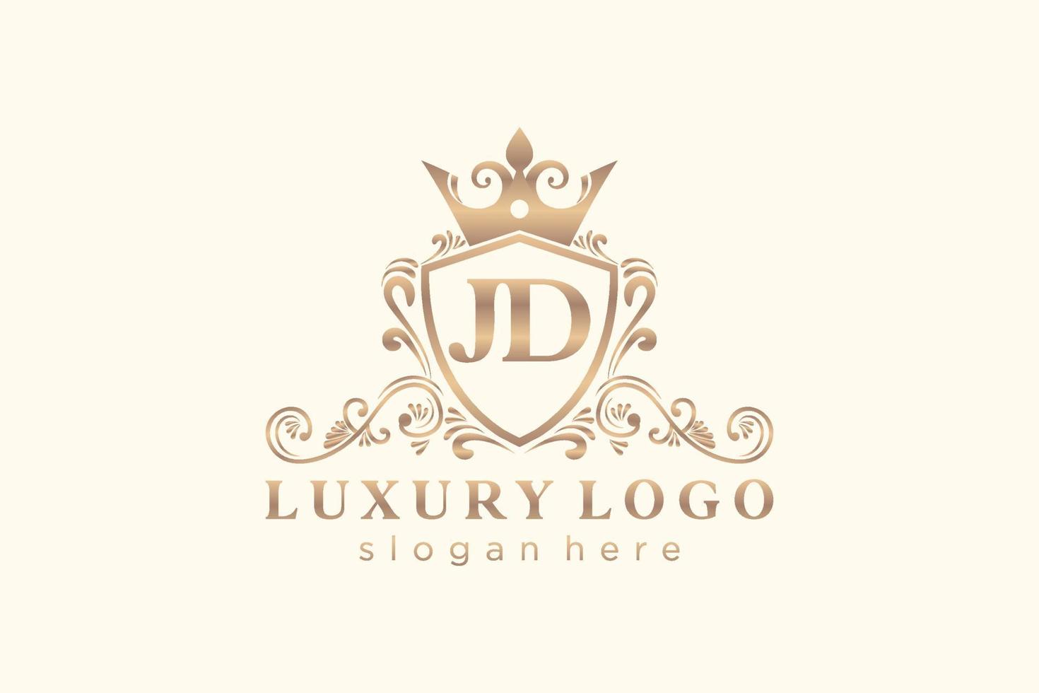 modelo de logotipo de luxo real de carta jd inicial em arte vetorial para restaurante, realeza, boutique, café, hotel, heráldica, joias, moda e outras ilustrações vetoriais. vetor