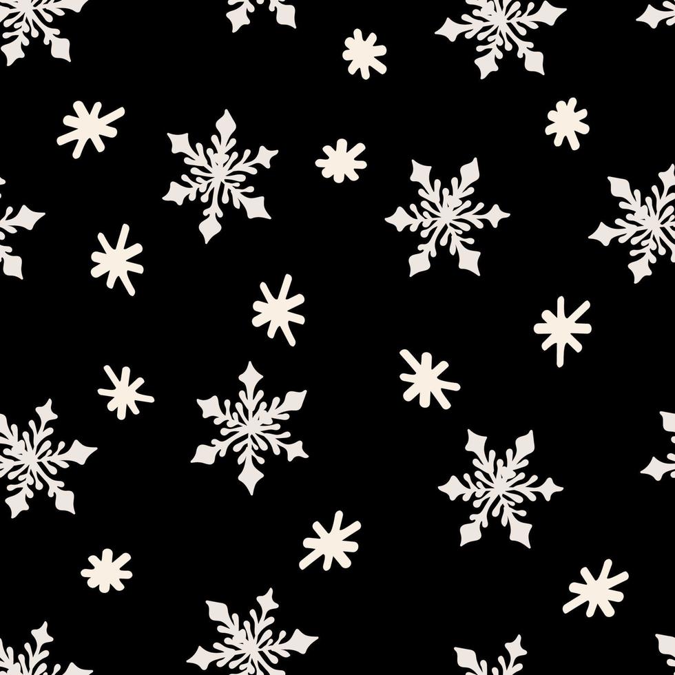 padrão sem emenda com flocos de neve em um padrão de Natal de fundo preto. foto de inverno vetor