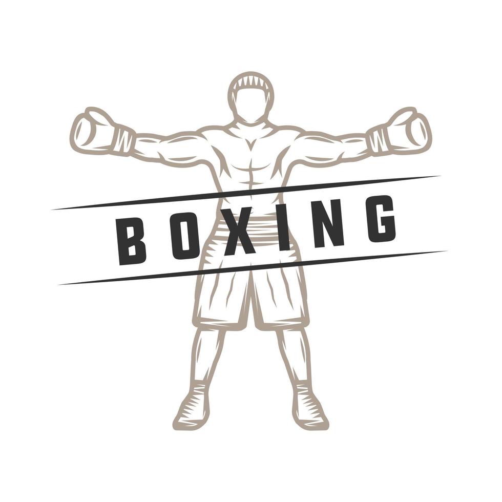 boxer retrô vintage. pode ser usado para logotipo, crachá, emblema, marca, etiqueta. arte gráfica monocromática. ilustração vetorial. vetor