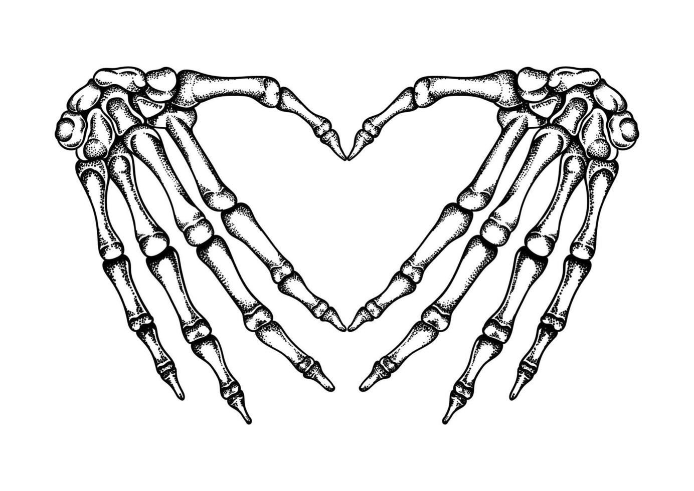 ilustração de coração de ossos de mão vetor