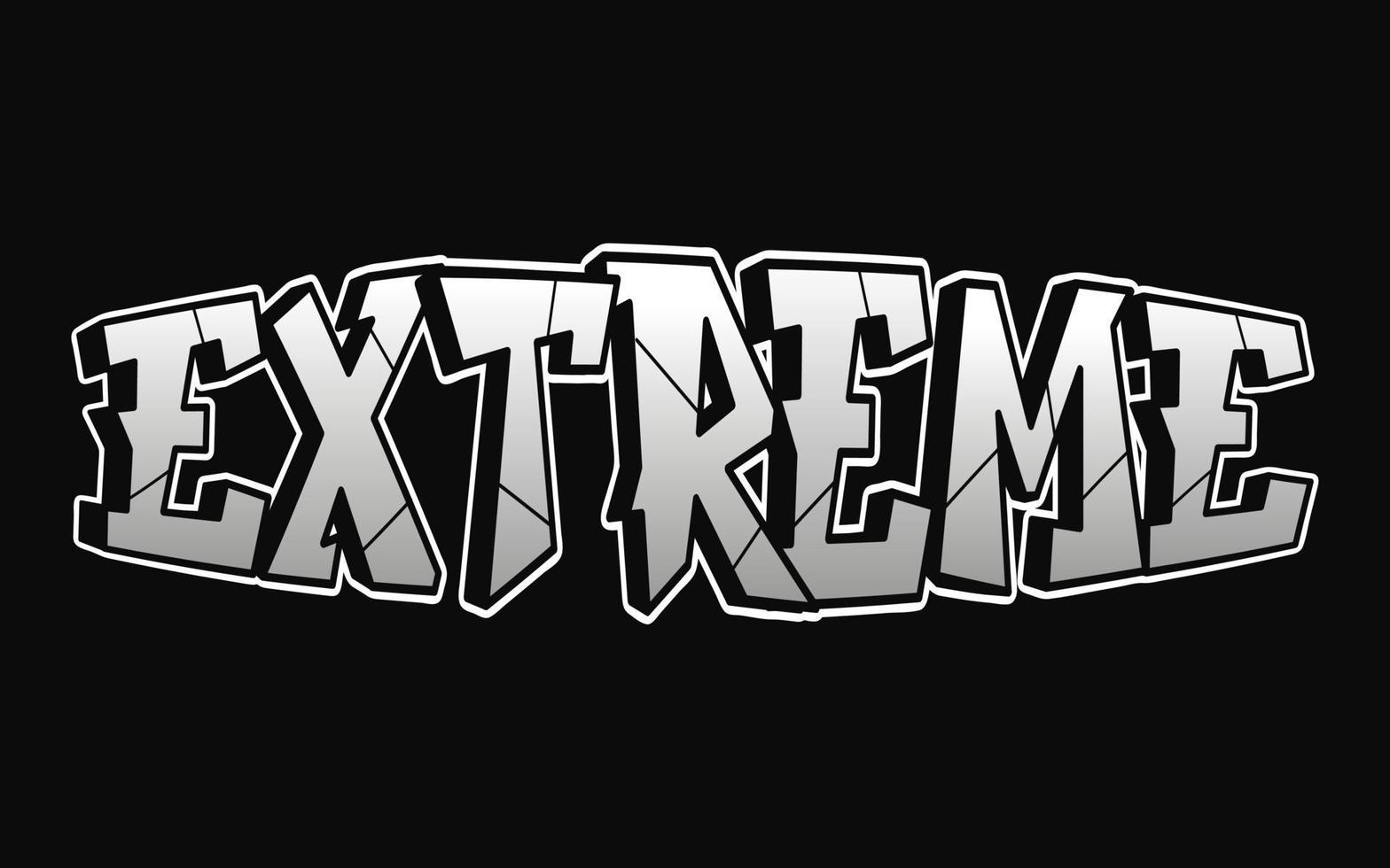 letras de estilo de graffiti de palavra extrema ilustração de logotipo de desenho animado doodle desenhado à mão em vetor letras extremas legais engraçadas, moda, impressão de estilo de graffiti para t-shirt, conceito de cartaz