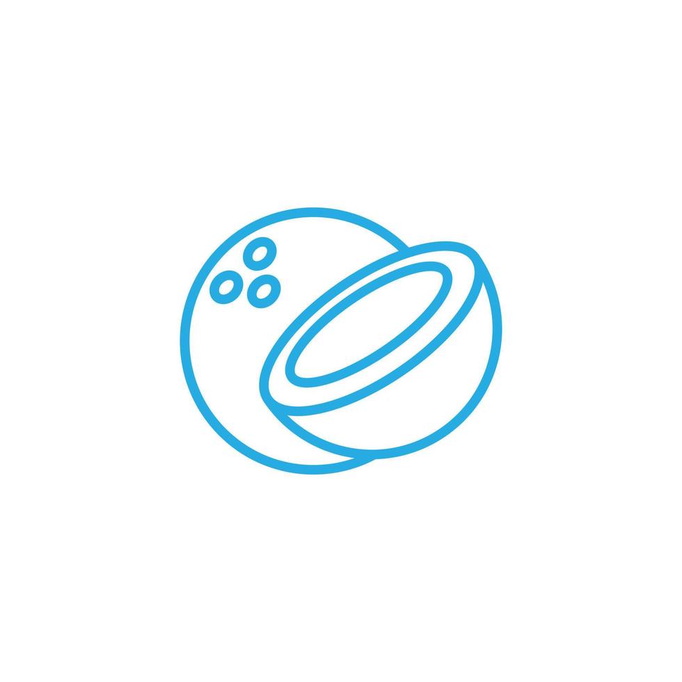 eps10 vetor azul coco fatia ícone arte linha abstrata isolado no fundo branco. símbolo de contorno de óleo de coco em um estilo moderno simples e moderno para o design do seu site, logotipo e aplicativo móvel