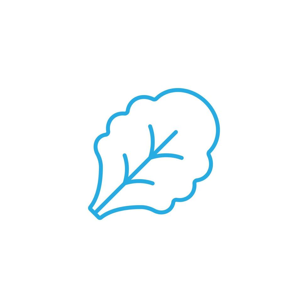 eps10 azul vector folha alface planta linha arte ícone isolado no fundo branco. símbolo de contorno de alface ou salada em um estilo moderno simples e moderno para o design do seu site, logotipo e aplicativo móvel