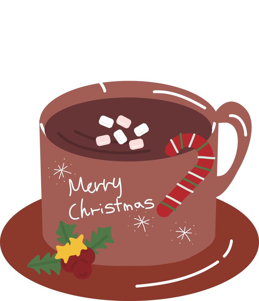 caneca de chocolate de natal. suprimentos de impressão de natal. feliz festa de natal pessoas comemorando natal ilustração plana .wrapping paper. materiais de impressão de natal vetor