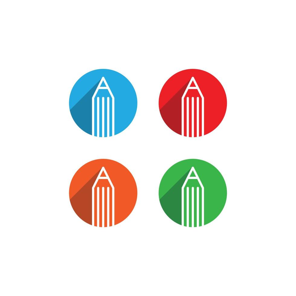 logotipo do ícone do lápis da escola com variações de cores vetor