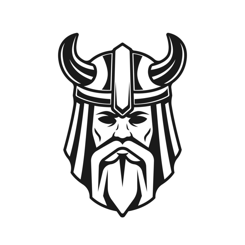 viking com barba e capacete ilustração vetorial de ícone de logotipo vetor