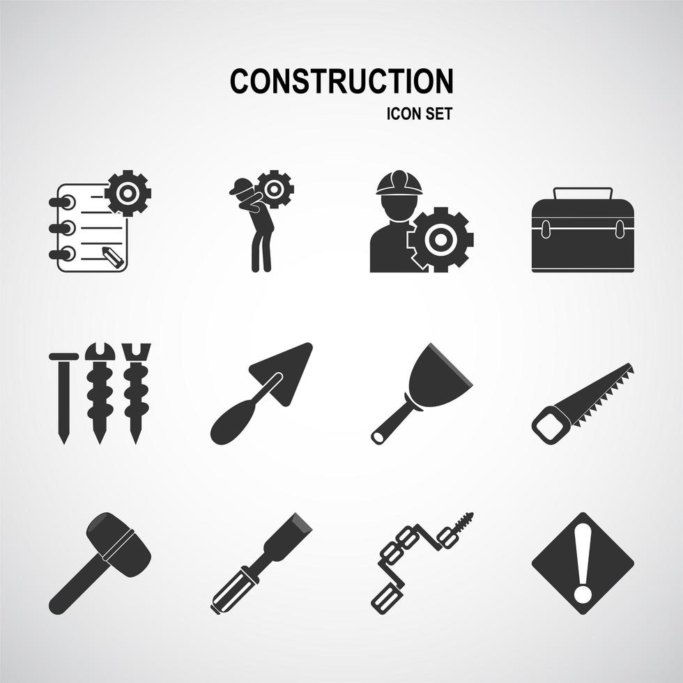 conjunto de ícones de trabalho e construção vetor