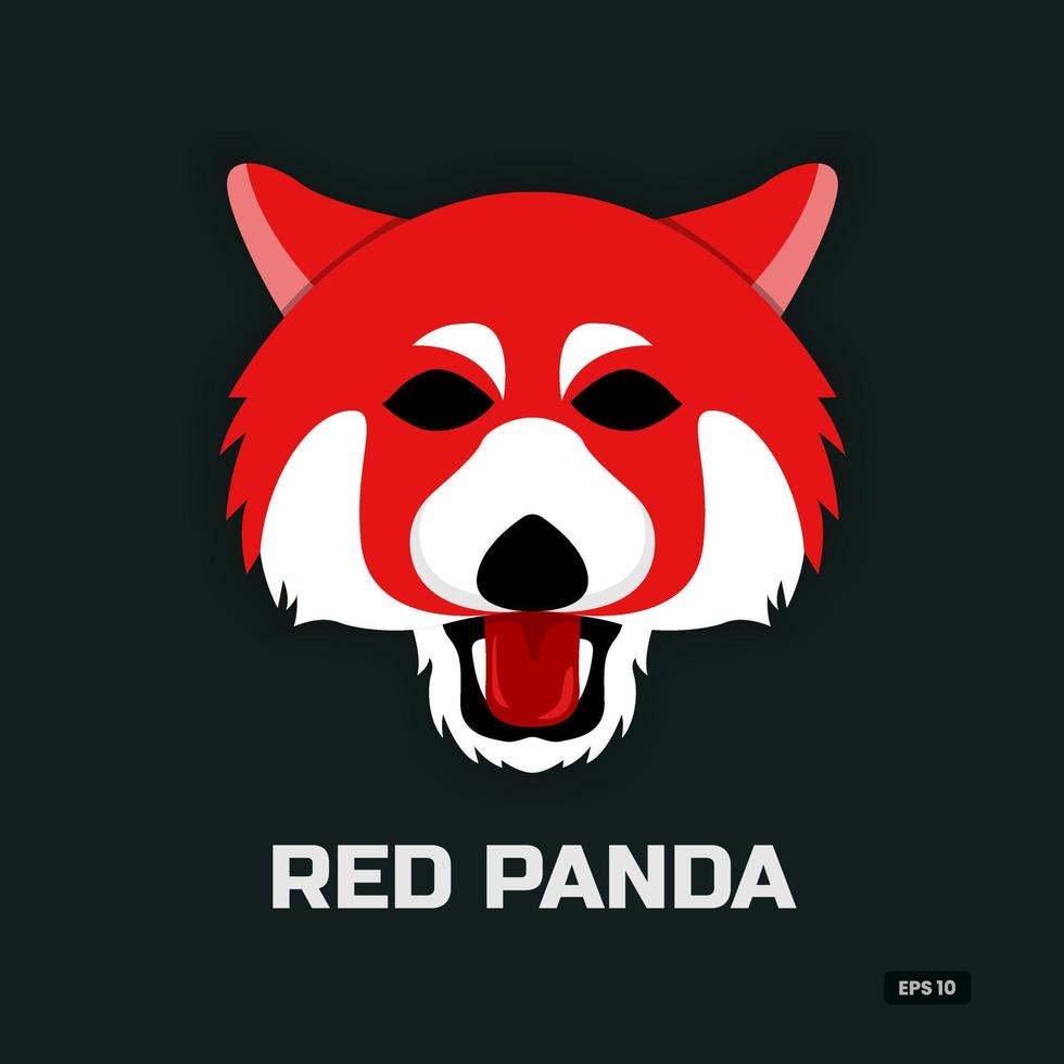ilustração de design de logotipo de panda vermelho mínimo, ícone, animal, com raiva vetor