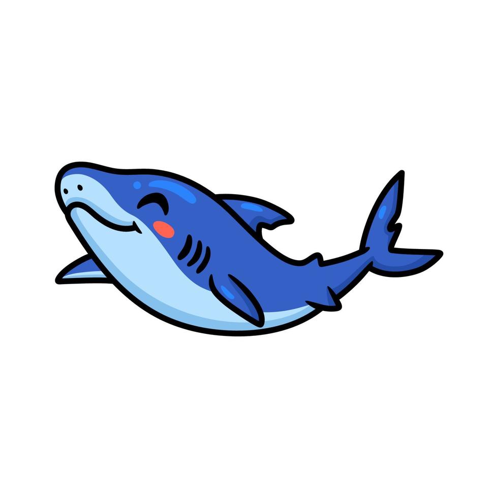 desenho de tubarão bonitinho nadando vetor