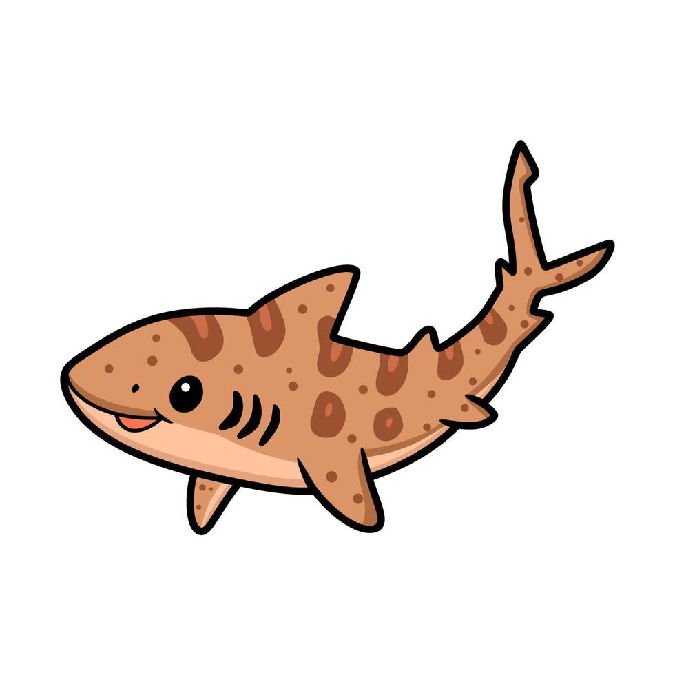 desenho de tubarão tigre bonito nadando vetor