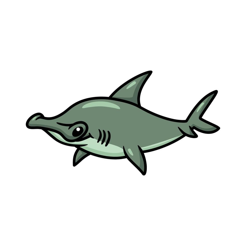 desenho de tubarão-martelo bonitinho nadando vetor