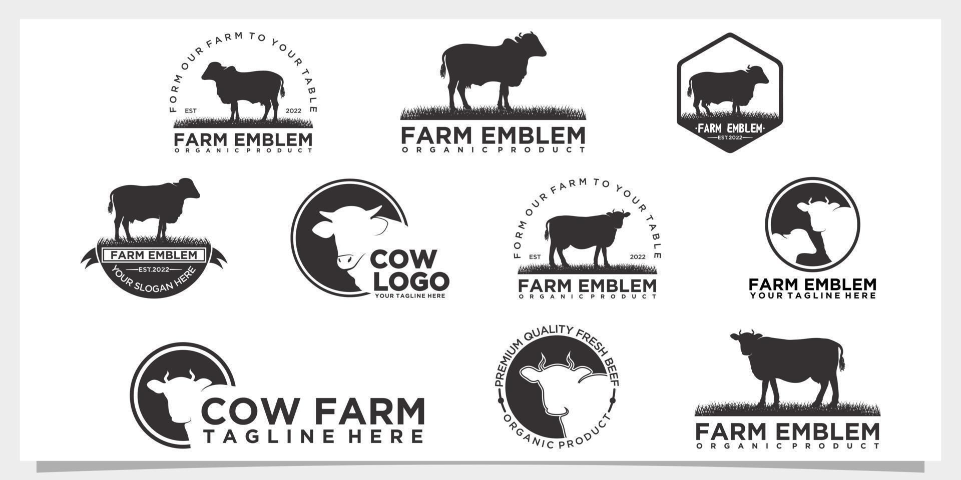 definir o logotipo do criador de vacas vetor premium de carne