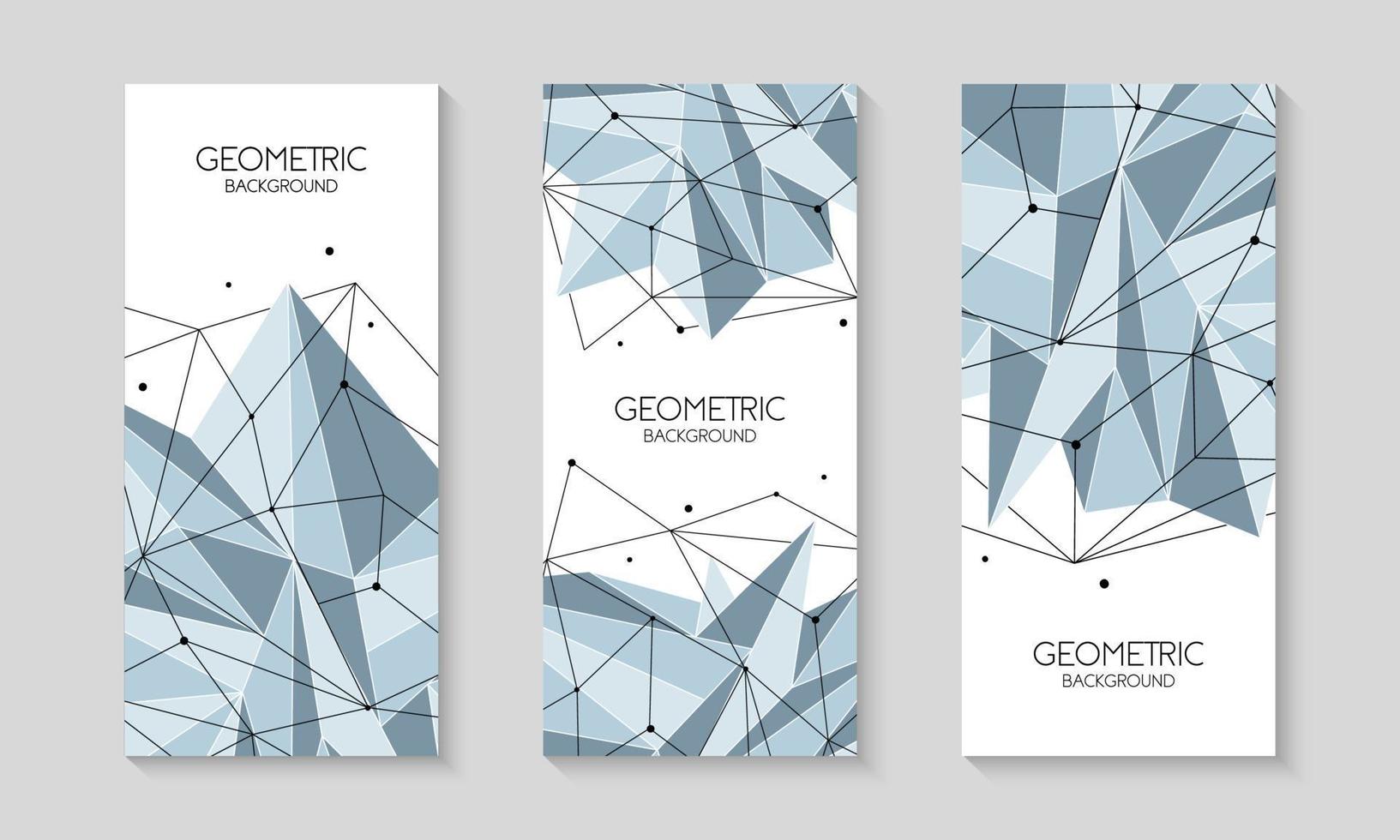 modelo futurista abstrato poligonal, sinal de baixo poli em fundo branco. linhas vetoriais, pontos e formas triangulares, conectando a rede. modelo de folheto, layout de capa, revista, design de folheto. vetor