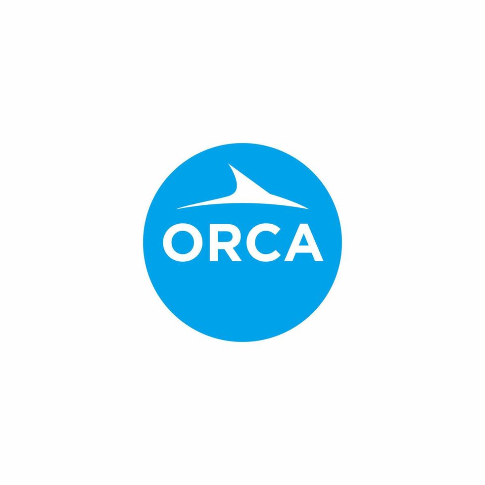 logotipo azul e branco do mar da baleia orca vetor