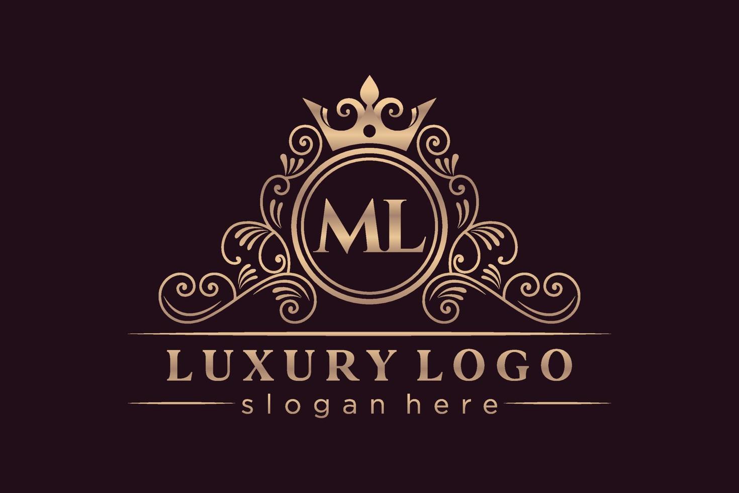 ml letra inicial ouro caligráfico feminino floral monograma heráldico desenhado à mão antigo estilo vintage design de logotipo de luxo vetor premium