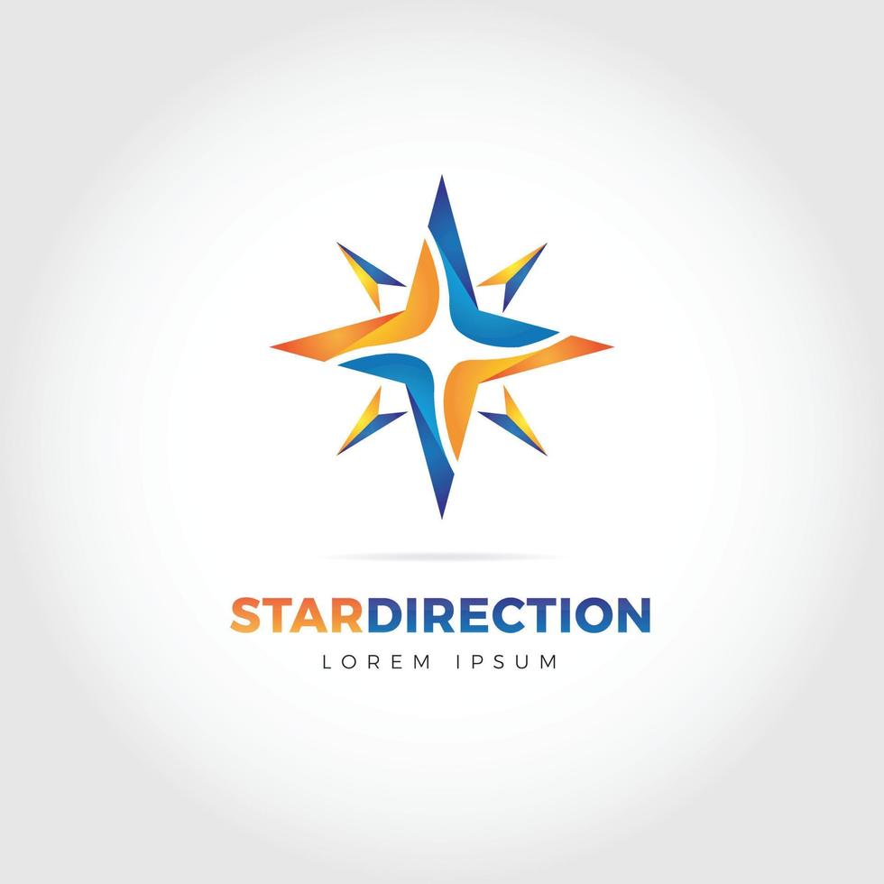 ícone de símbolo de design de logotipo de direção estrela vetor