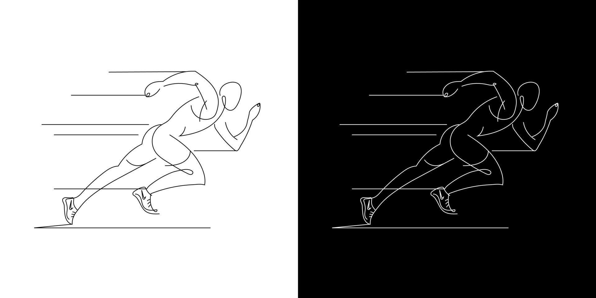 desenho de linha do jovem atleta corredor foco sprint run. esporte individual, conceito competitivo. ilustração vetorial de desenho de linha única dinâmica para cartaz de competição de corrida. vetor