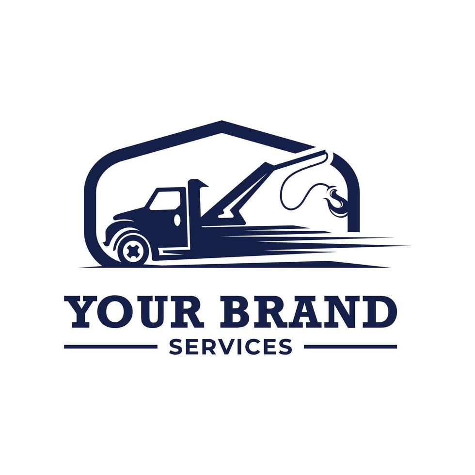 modelo de logotipo de reboque de caminhão. logotipo adequado para negócios relacionados à indústria de negócios de serviços automotivos vetor