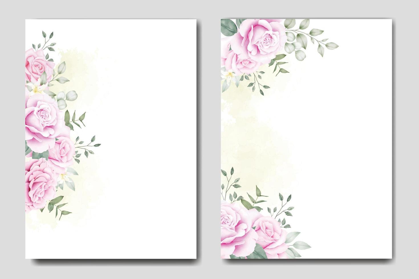 modelo de cartão de convite de casamento de lindas rosas florais vetor
