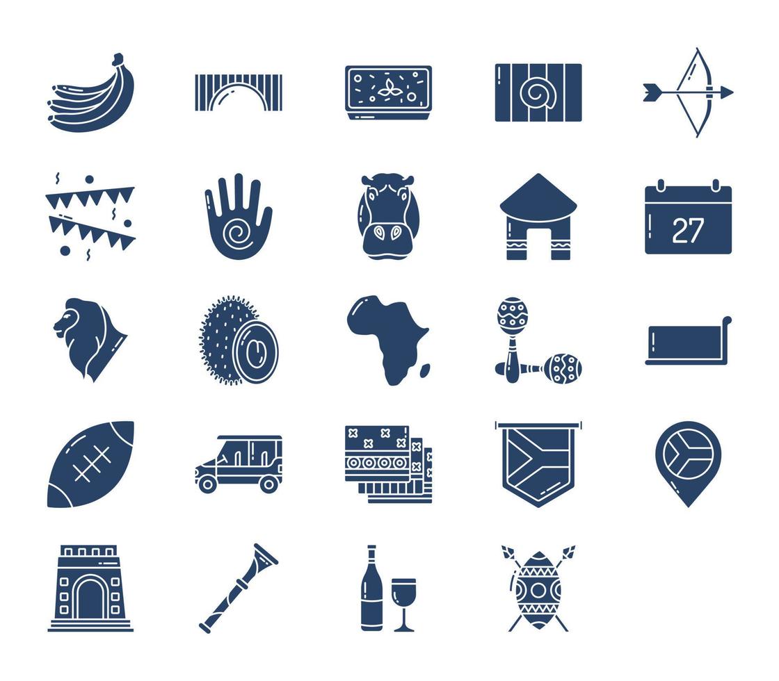 conjunto de ícones de país e cultura da áfrica do sul vetor