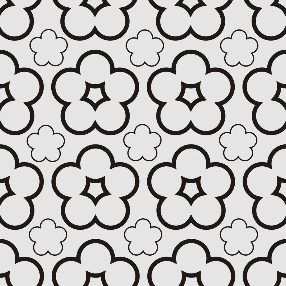 design de padrão de linha isolada de flor preta simples vetor