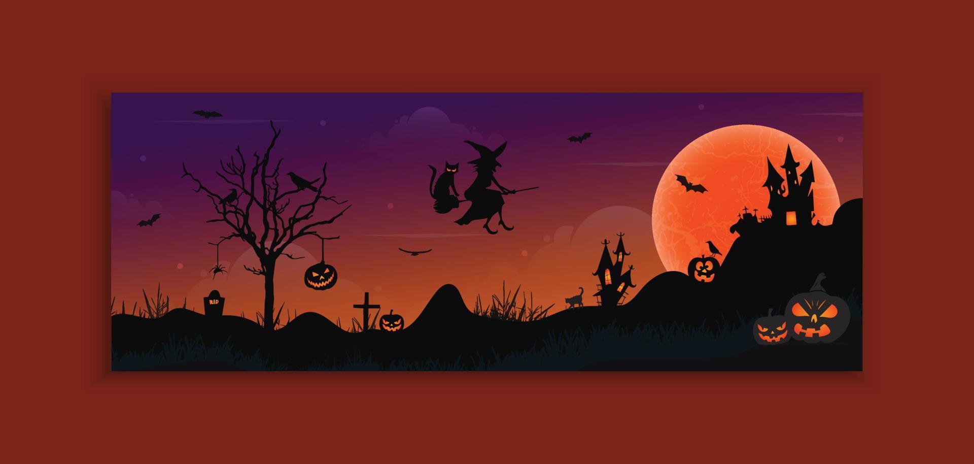 design de modelo de banner da web de festa de halloween vetor