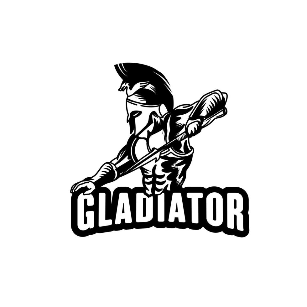 logotipo de gladiador mais forte pronto para lutar vetor