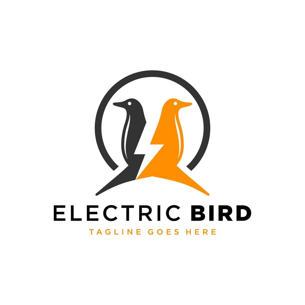 design de logotipo de vetor de pássaro elétrico