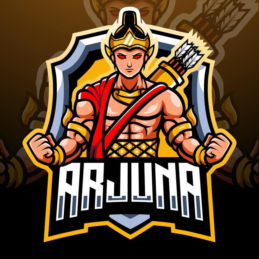 mascote arjuna. e design de logotipo de esportes vetor