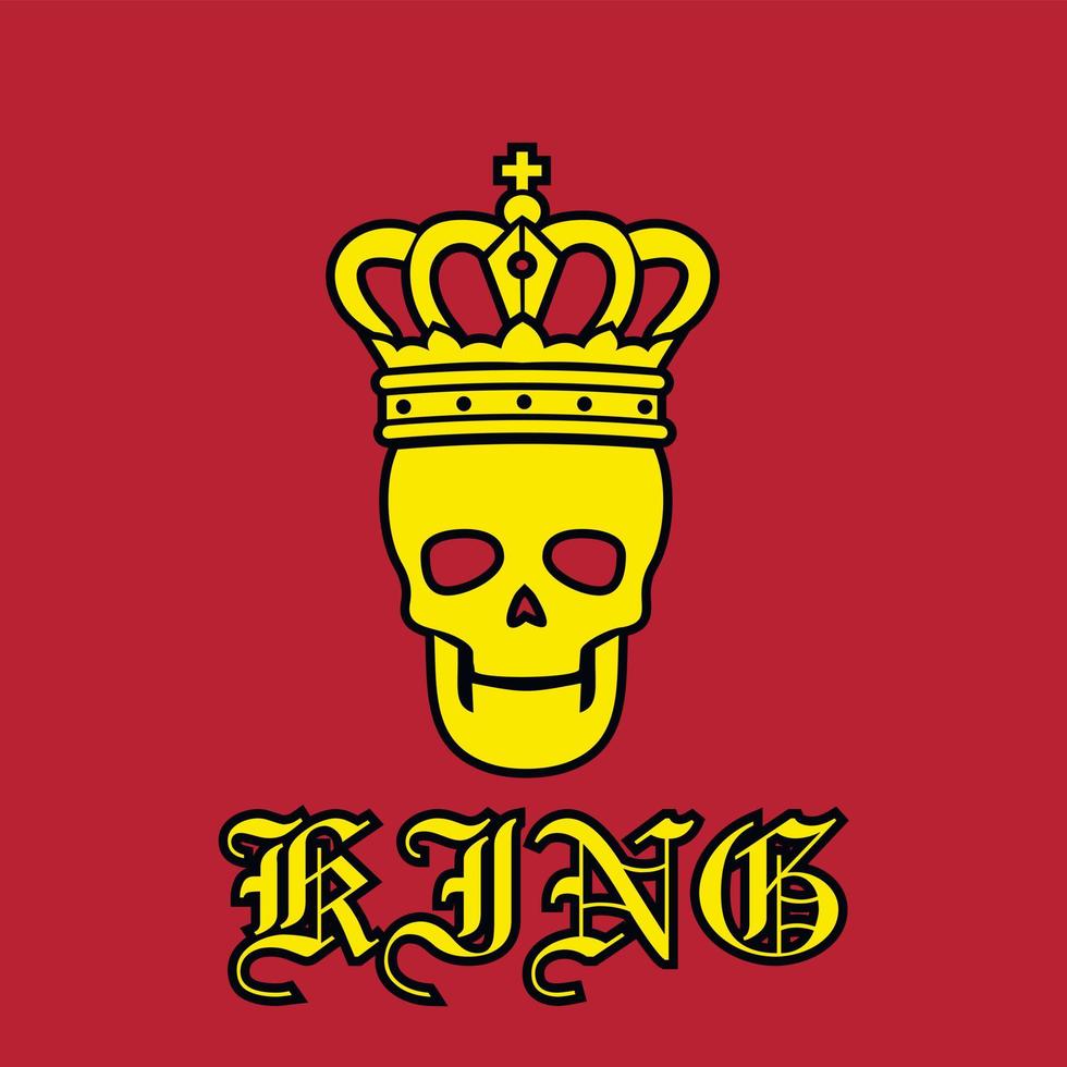 sinal gótico com caveira com coroa, camisetas de design vintage grunge vetor